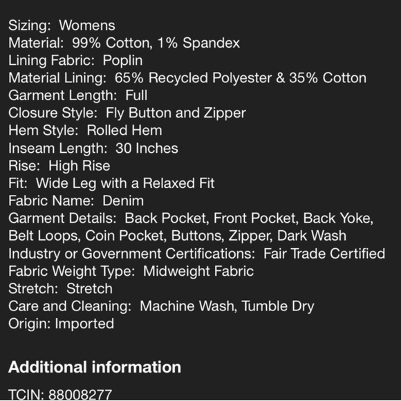 Universal Thread High Rise Wide Leg Jean - Picture 6 of 6